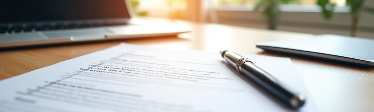 法の専門性と信頼性を象徴するクリーンなデスク上の書類